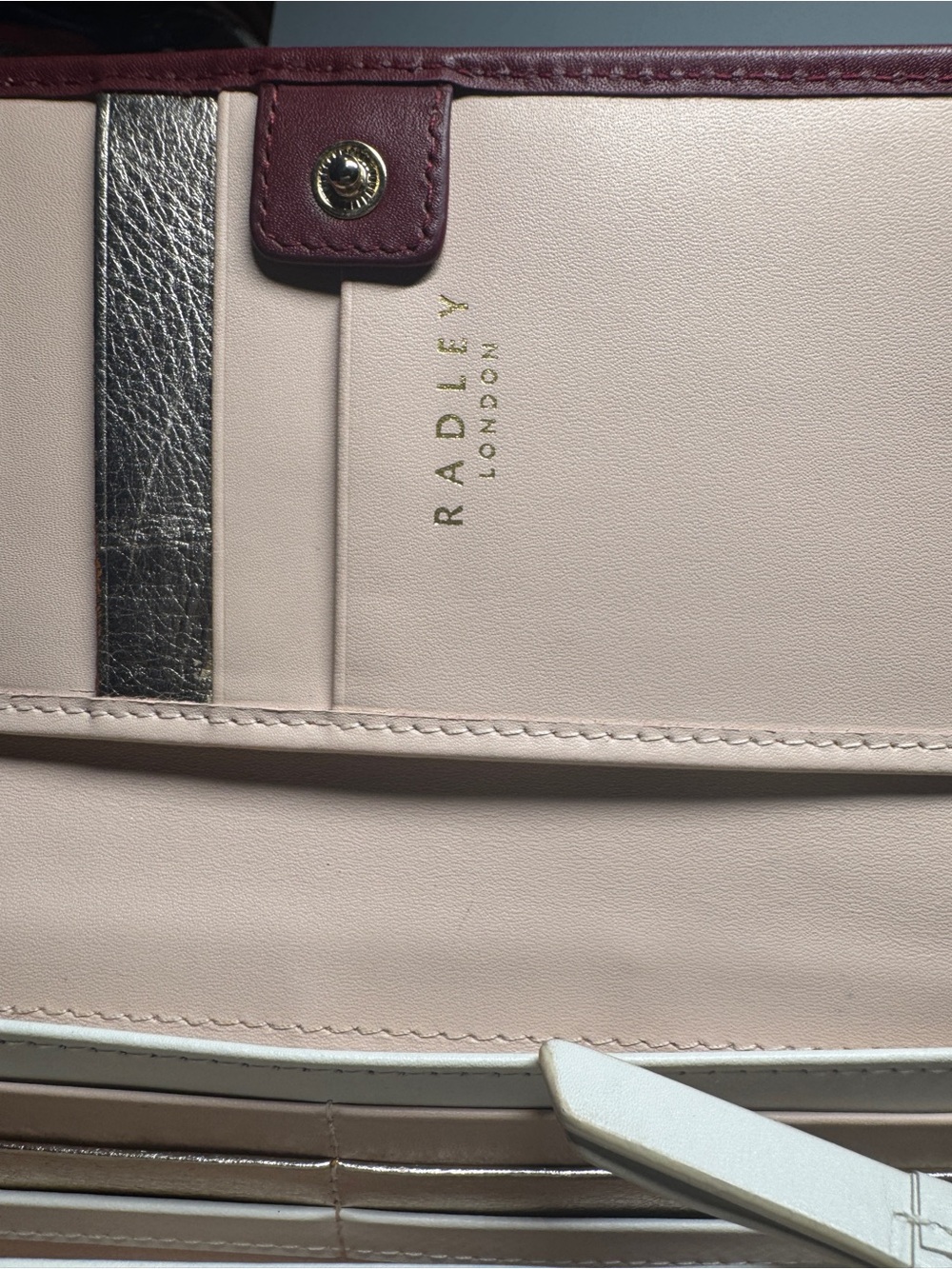RADLEY LONDON Burgundy Wallet with Gold Umbrella and Cream Dog Scotty - Picture 6 of 8